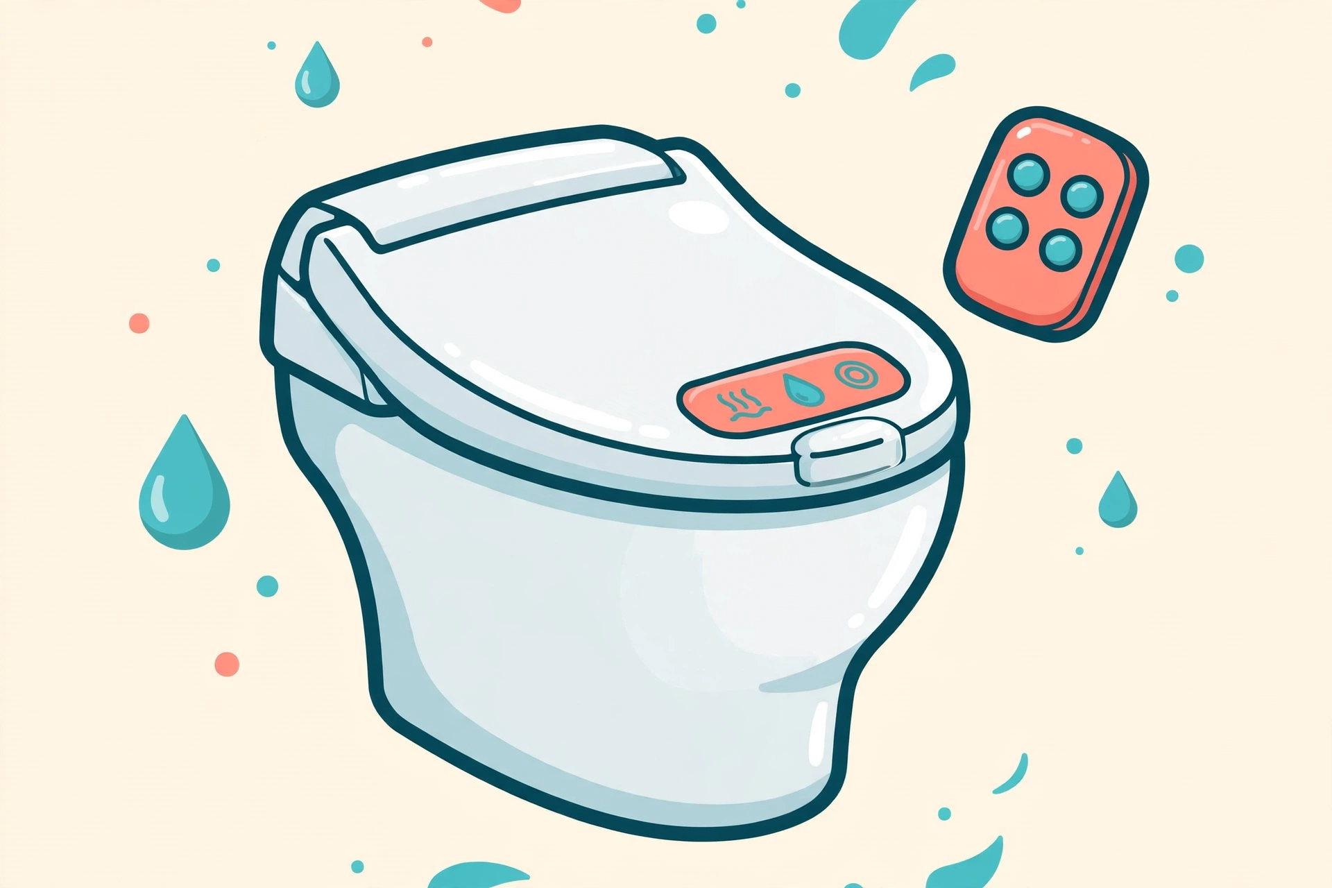 Illustration of an electric bidet seat with remote control